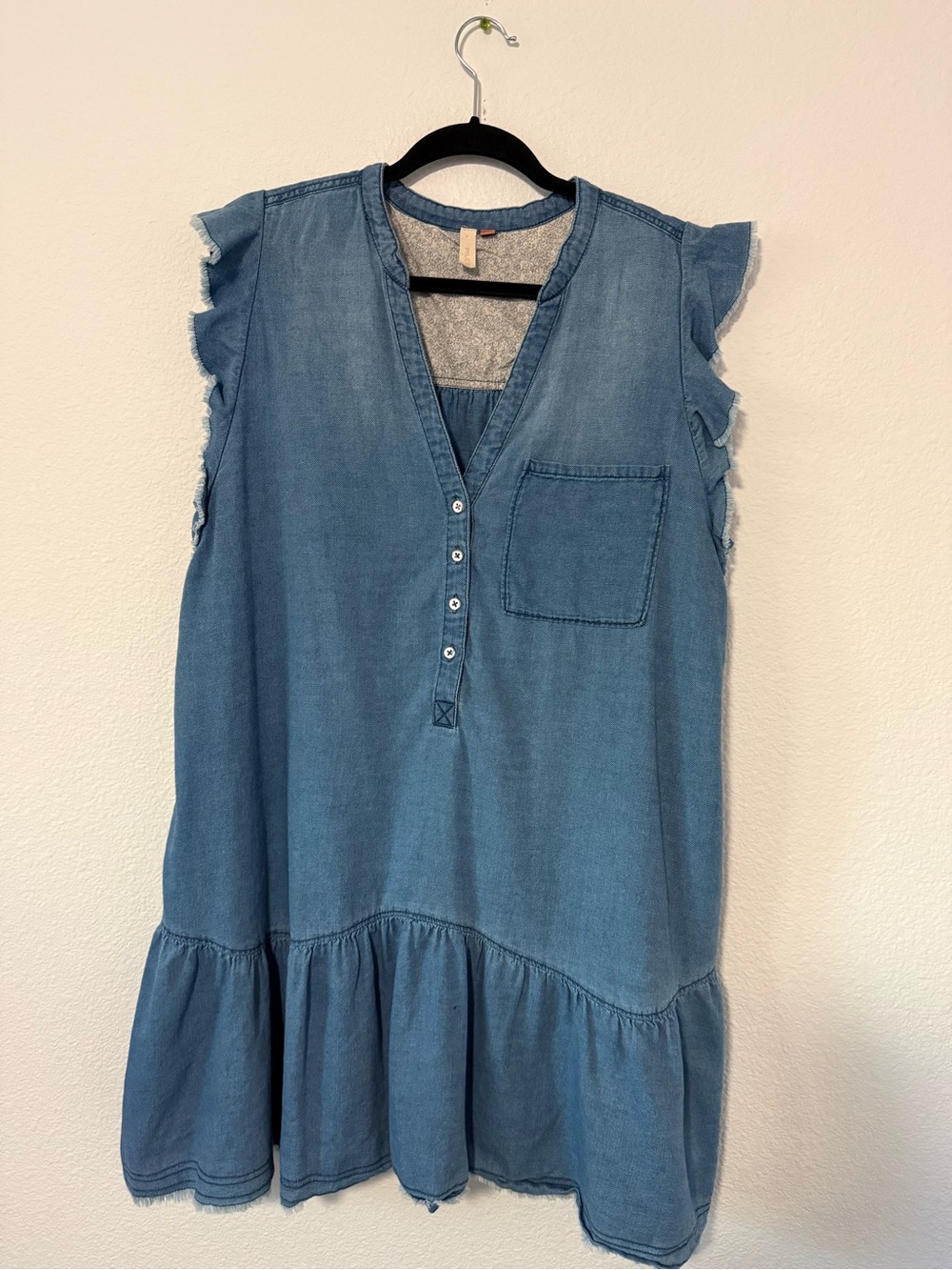 Pilcro Light Blue Ruffle Sleeve Tunic Dress